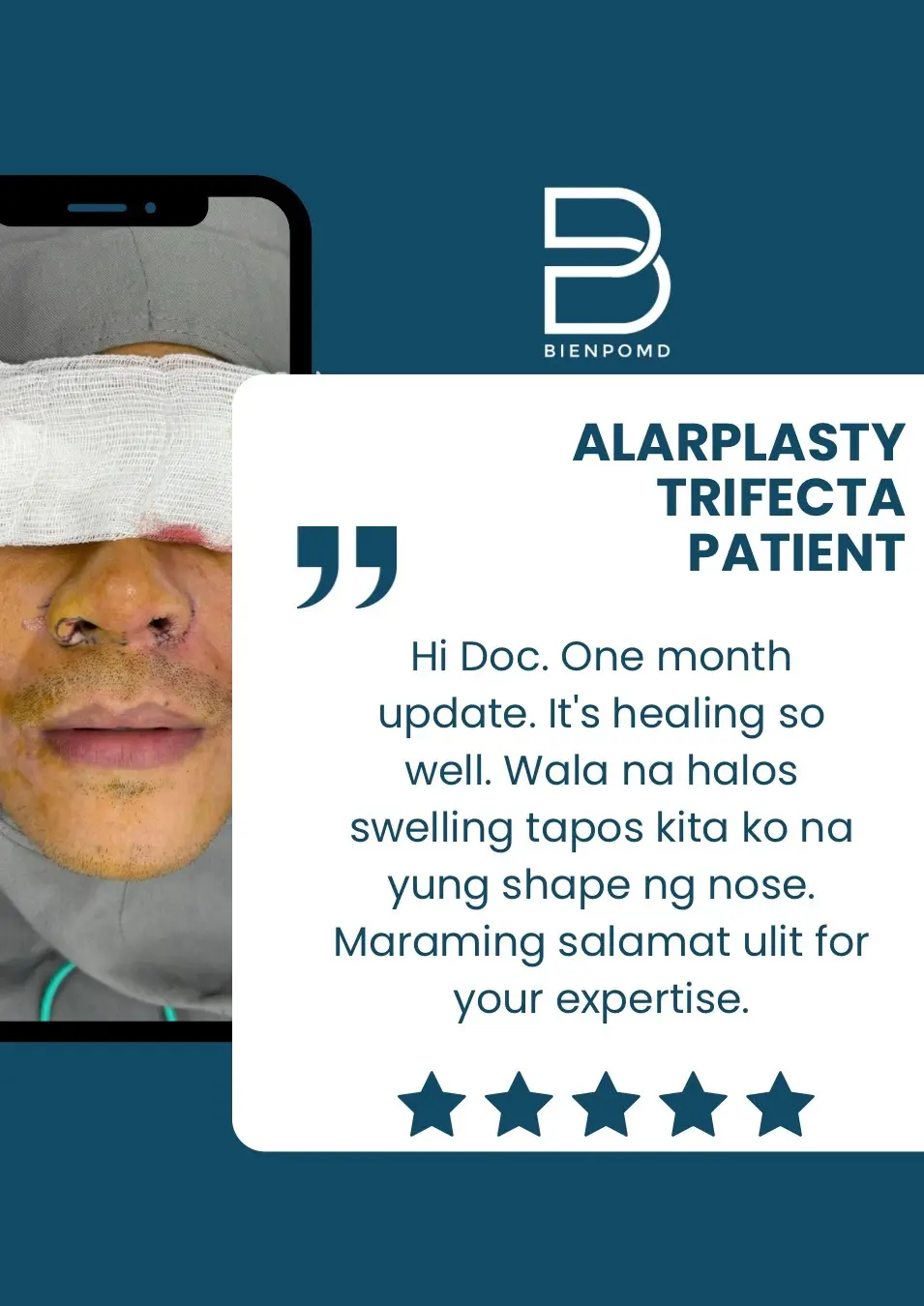 One-month Alarplasty Trifecta healing update from a BienPoMD patient